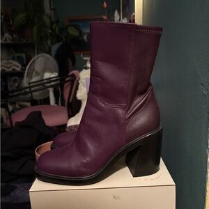 Franco Sarto - Penelope - leather mid calf boots plum/purple - 8.5 US / 39.5 EU